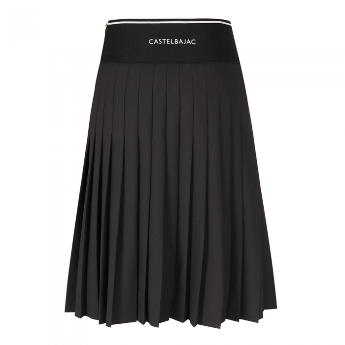 Banding long pleats skirt (Black)