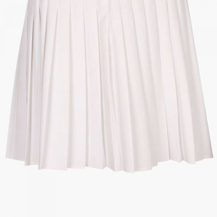 Banding long pleats skirt (White)